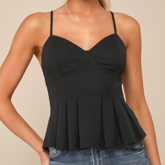 Lulus Tops - NWOT Lulus Live To Impress Black Sleeveless Bustier Peplum Top - Size M